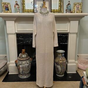 NWT “Young Fabulous & Broke” maxi lined open weave crocheted long sleeve dress